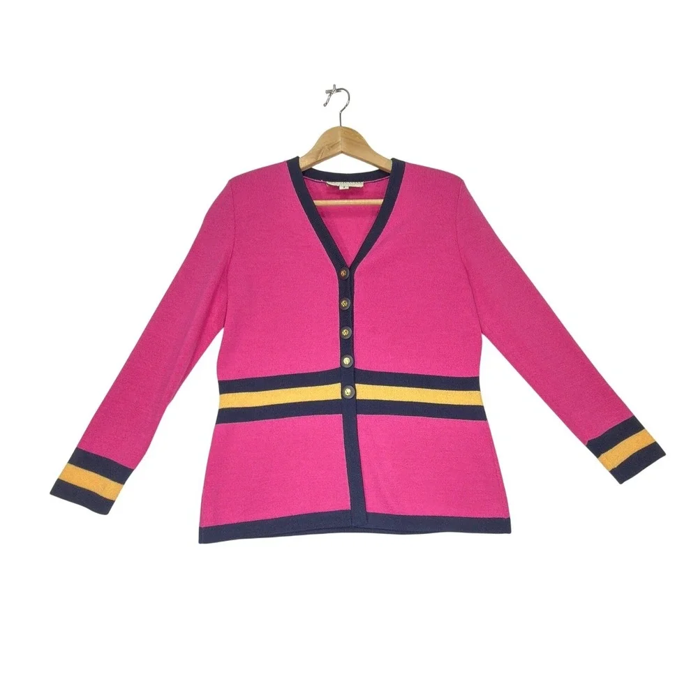 St John Collection‎ Marie Gray Pink Santana Knit 3 Pc Skirt Set Sz 2/4/P Vintage